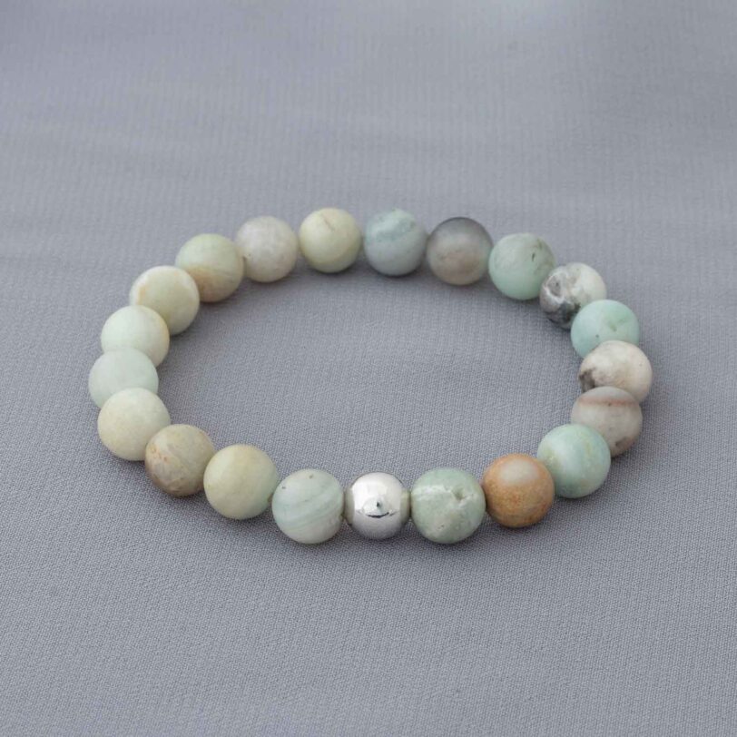 Pulsera de Amazonita con dije de plata 925