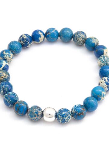 Pulsera de Jaspe Azul con dije de plata 925