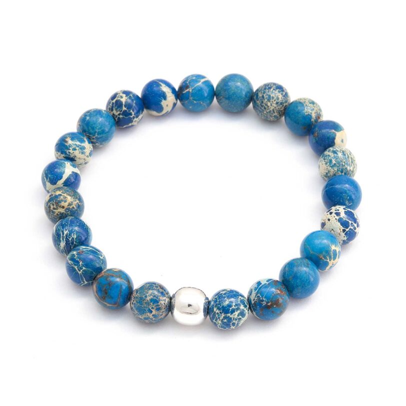 Pulsera de Jaspe Azul con dije de plata 925