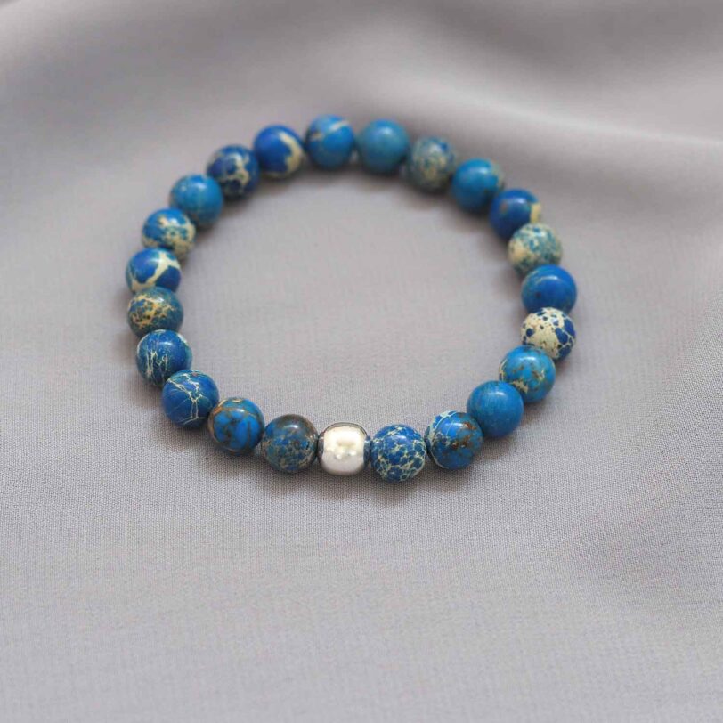 Pulsera de Jaspe Azul con dije de plata 925 - Image 2