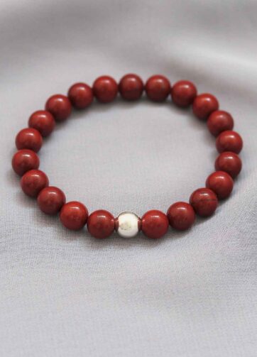 Pulsera Jaspe rojo con dije de plata 925