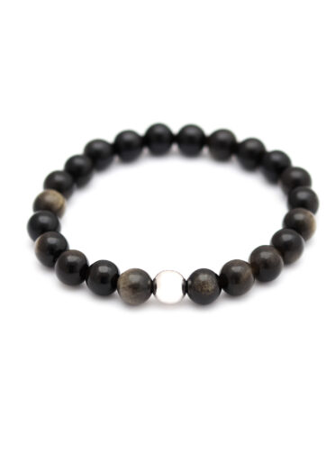 Pulsera Obsidiana con dije de plata 925