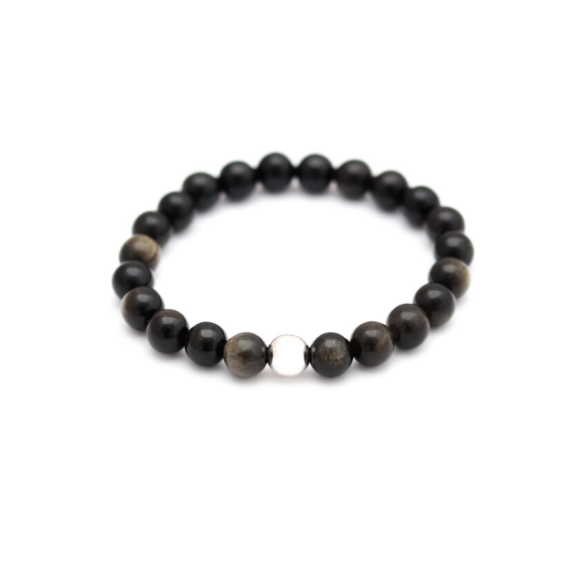 Pulsera Obsidiana con dije de plata 925