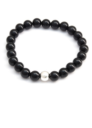 Pulsera Ónix negro con dije de plata 925