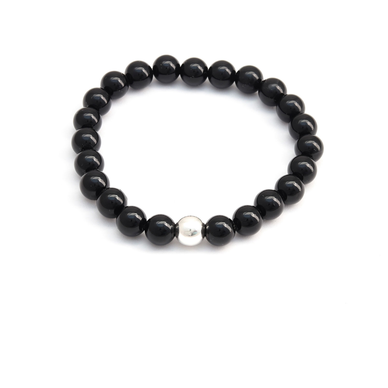 Pulsera Ónix negro con dije de plata 925