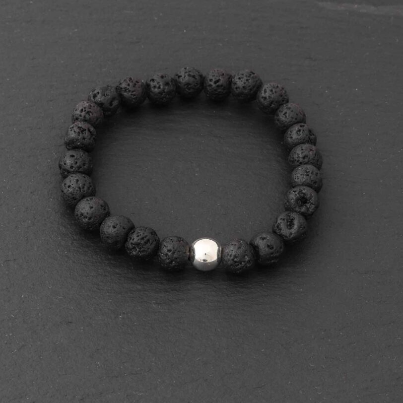 Pulsera de Piedra Volcánica con dije de plata 925 - Image 2